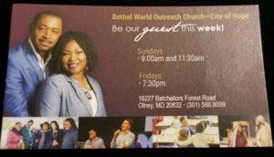 Church card shows where to attend as their guest.