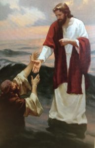 Jesus helping Peter—like helping someone in the Cultural Hall 