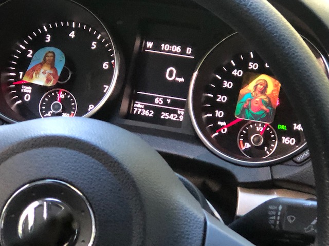 Dashboard with Jesus photo